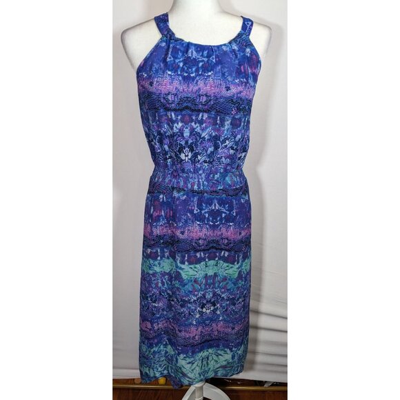 Chico's Blue And Purple Floral And Snake Print Dress - Picture 4 of 6